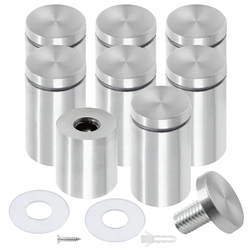 Vista 27 de Luomorgo 12 piezas tornillos separadores de acero inoxidable de 1" x 1", herrajes de montaje para letreros de pared, separadores de vidrio