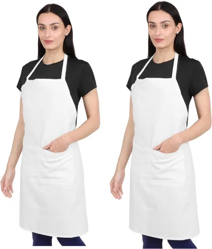 Vista 30 de Delantal de cocina de algodón resistente a las gotas de agua con delantales ajustables para mujer con bolsillos 8 opciones de color para cocinar