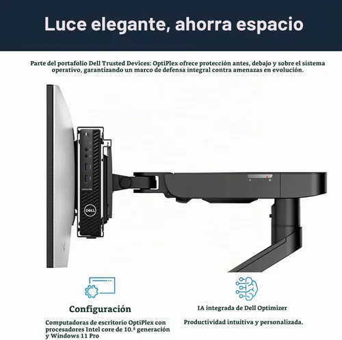 Vista 3 de DELL OptiPlex 3000 Series 3080 - Escritorio con factor de forma micro, Intel Core i5-10500T, 16GB RAM, 256GB PCIe SSD, Wi-Fi 5, Bluetooth, KB