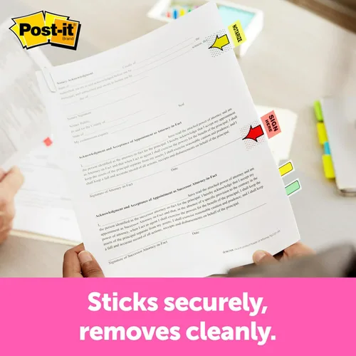 Vista 4 de Post-it - Banderas con mensaje de flecha de 1 pulgada, 200 "Sign Here", 48 flechas, cuatro colores, 248