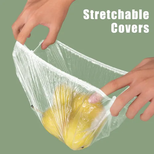 Vista 3 de Bolsas de conservación fresca, 300 fundas para alimentos, Cubiertas elásticas reutilizables para almacenamiento de alimentos, Sellado de plástico
