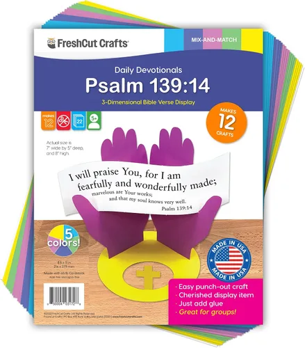 Vista 8 de FreshCut Crafts John 3:16 Kit de papel 3-D perforado, 12 coloridas exhibiciones de mesa para niños de 5 años en adelante, perfecto para la escuela
