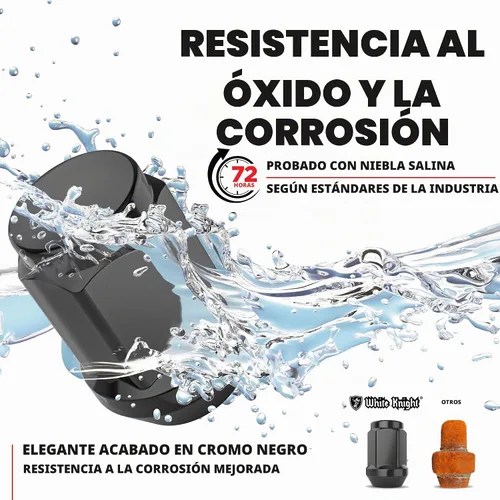 Vista 3 de White Knight 1/2"-20 Tuercas de llanta de bellota de pieza sólida (SIN tapa) para ruedas selectas del mercado de repuestos y de fábrica, fáciles