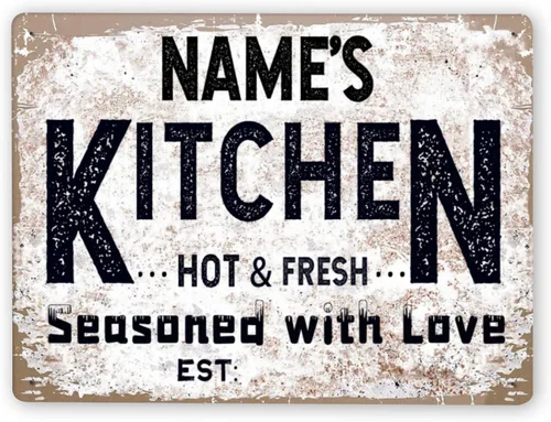 Vista 17 de Letreros de cocina personalizados personalizados para cocina, decoración de pared, letreros de metal para restaurante de mostrador, bar en casa