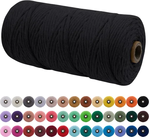 Vista 9 de JeogYong Cordón de macramé de un solo hilo 3 mm x 109 yardas (328 pies) Cuerda de algodón suave Hilo de macramé de 3 mm, suministros de macramé