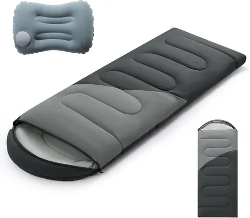 Vista 9 de Camping Sleeping Bag for Adults 3-4 Season, Cold Weather Rated Sleeping Bag Waterproof Windproof with Inflatable Pillow, Breathable Foot Zipper