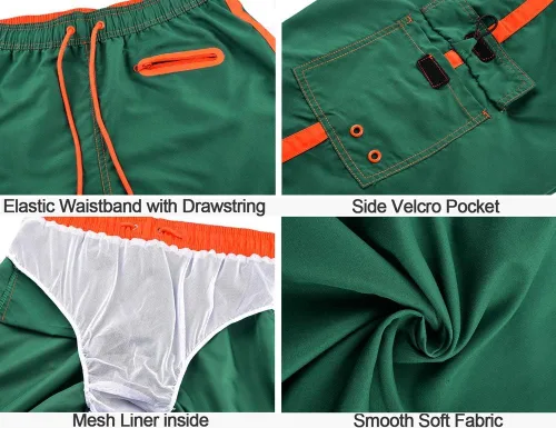 Vista 6 de Nonwe Traje de baño para hombre, de secado rápido, con cintura elástica, con forro