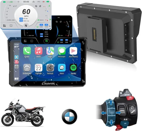Vista 20 de CARPURIDE W502BS para BMW Moto CarPlay y lectura de datos A-Auto, Maravilla nativa 5" waterproof GPS screen with dual Bluetooth, native data