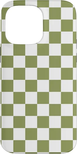 Vista 21 de Funda para iPhone 17 con diseño de cuadros verde oliva estético retro