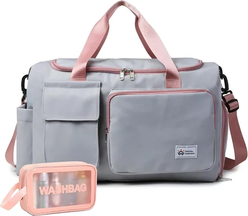 Vista 43 de Bolsa de Gimnasio Pequeña para Mujer, Bolsa de Lona de Viaje, Bolsa de Fin de Semana con Compartimento para Zapatos
