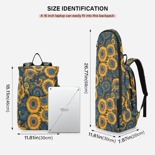 Vista 3 de Tennis Badminton Backpack Water Resistant Ukraine Sunflower Flowers 2 Rackets Padded Tennis Bag Gym Bag for Men Women Tennis Sport bolso