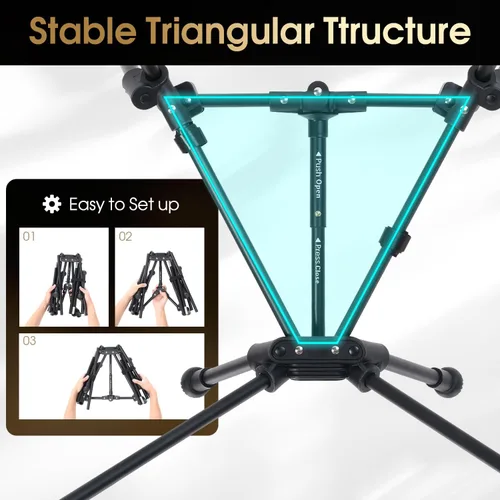 Vista 5 de MOON LENCE Silla de camping plegable de respaldo alto, silla compacta portátil de 330 libras con asiento ancho y respaldo ergonómico (negro)