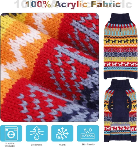 Vista 4 de Suéter Mihachi para perro - Ropa de abrigo de invierno con tiras coloridas para clima frío