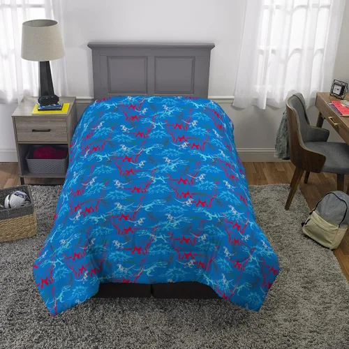Vista 6 de Franco Ropa de cama para niños, edredón reversible de microfibra súper suave, tamaño individual/matrimonial, Jurassic World Dominion