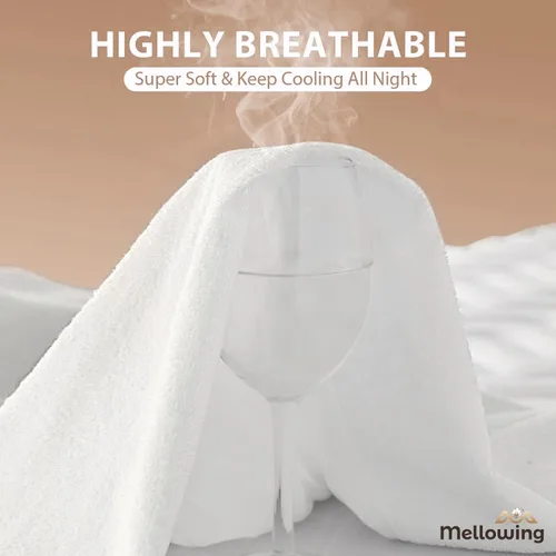 Vista 6 de Mellowing Protector de colchón 100% algodón de rizo Alaskan King para cama ajustable, funda de colchón flexible, ultra suave, duradera, impermeable