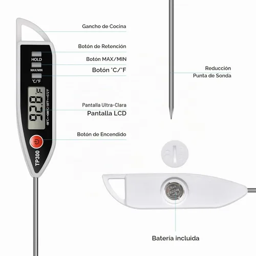 Vista 7 de Termómetro de Alimentos para Carne, Termómetro Digital para Dulces y Cocina, Termómetro de Cocina de Lectura Instantánea para Parrilla BBQ, Aceite