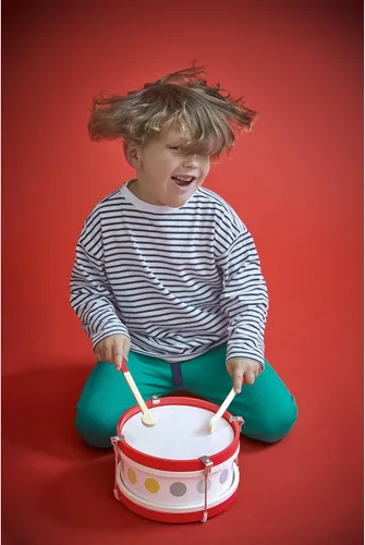 Vista 4 de Janod Conjunto de música infantil de tambor de madera de confeti - A partir de 2 años - J07608