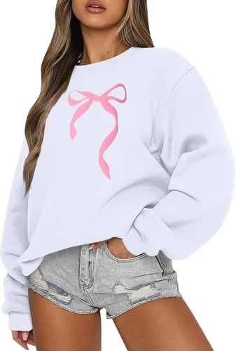 Vista 5 de Sudadera casual de manga larga para mujer, cuello redondo, ajuste holgado, tallas S-3XL