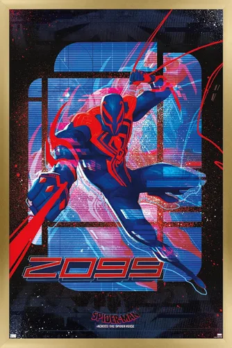 Vista 14 de Marvel Spider-Man: Across the Spider-Verse - Póster de pared de Spider-Man 2099, 22.4 pulgadas de largo x 14.7 pulgadas de ancho, versión enmarcada