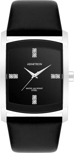 Vista 8 de Armitron Reloj con correa de cuero con detalles de cristal genuino para hombre