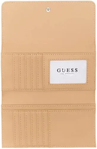 Vista 3 de GUESS Factory Milena - Cartera de mano delgada para mujer, Coñac, Cartera