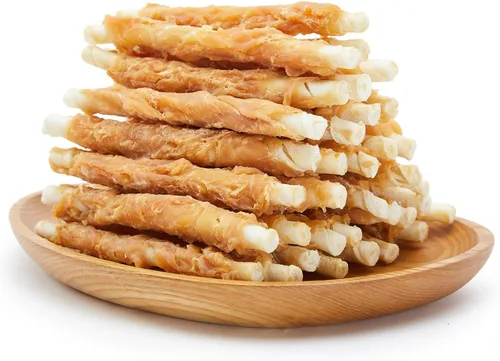 Vista 11 de Jungle Calling Golosinas para perros, palitos de cuero crudo envueltos en pollo para perros, deliciosas y nutritivas golosinas de recompensa