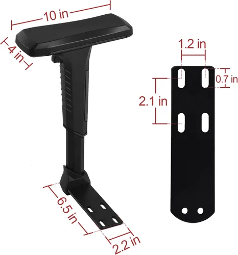 Vista 3 de Frassie Par de reposabrazos de silla ajustable en altura, juego de brazos de silla de jefe de juego de repuesto 4D (negro)