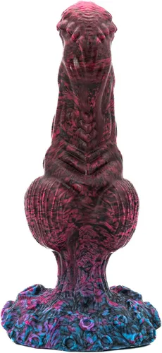 Vista 6 de Dominus - Consolador con ventosa anudada, combinación de colores rosa/negro, hecho a mano en los Estados Unidos, juguetes sexuales para adultos