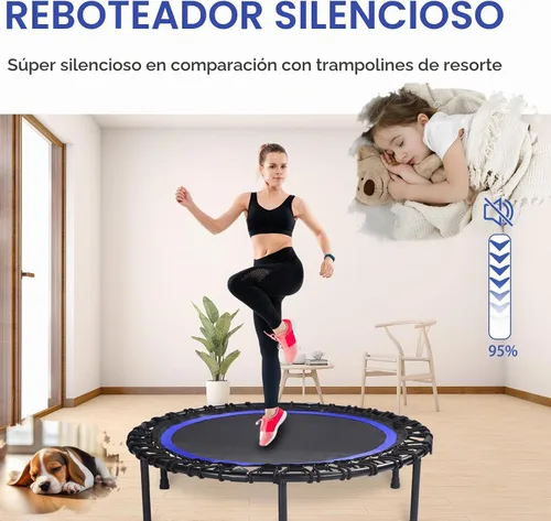 Vista 3 de 40" Mini Trampoline for Adults, Fitness Rebounder with Elastic Bands, Indoor Exercise Trampoline, Low Impact Workout Equipment for Home Gym, Cardio