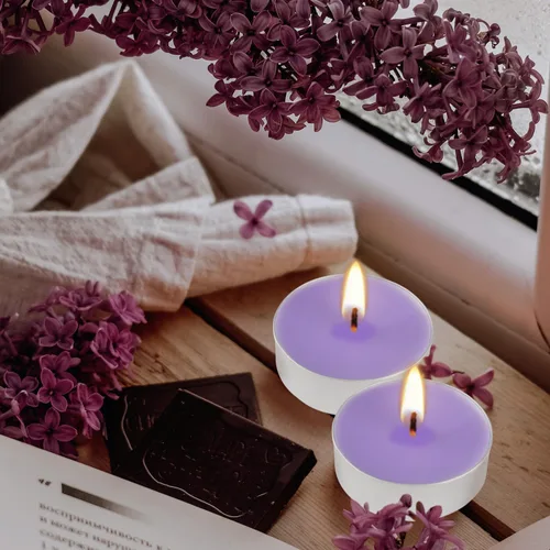 Vista 5 de Howemon Velas de Té Perfumadas de Lavanda Morada - 4 Horas - Paquetes Gigantes a Granel de 100 - Velas de Té Sin Humo para el Día de San Valentín