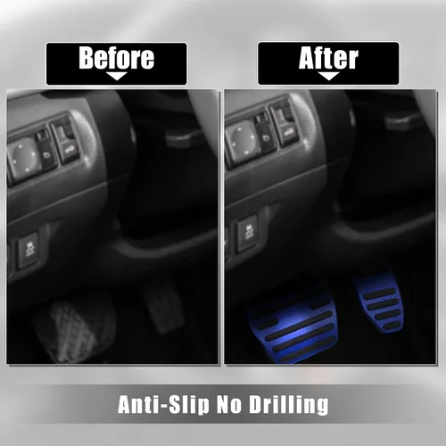 Vista 4 de X AUTOHAUX 1 Unidades Antideslizante Sin Perforación Aleación de Aluminio Freno y Gas Pedal Cubiertas de Pedal de Pie Almohadillas para Nissan Kicks