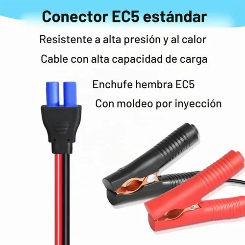 Vista 3 de Cable de Arranque EC5 de 10AWG con Abrazaderas de Batería, Clips de Cocodrilo de 12V a Conector EC5 Cable de Extensión de Carga para Arrancador