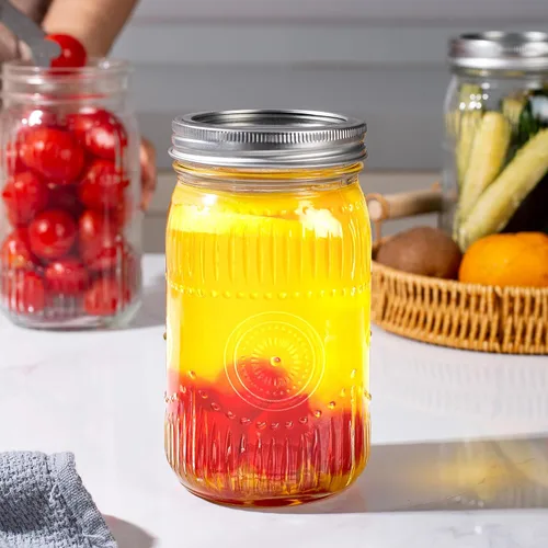 Vista 7 de Amzcku Frascos Mason Vintage de 32 oz con Tapas, Frascos de Conservas de Boca Ancha de Cuarto de Galón, Paquete de 12