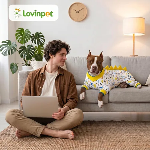 Vista 7 de LovinPet Pijamas para perros grandes, pijama para perros grandes, antilamer la ansiedad, mameluco de recuperación quirúrgica, pijamas para perros