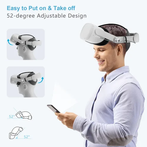 Vista 4 de Saqico Head Strap with Battery for Oculus Quest 2 10000mAh Battery Pack Extend 8H Playtime Fast Charging VR Power Adjustable Elite Strap Replacement