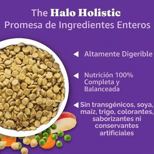Vista 5 de Halo Holistic - Alimento seco para perros, receta vegana a base de plantas, algas, 3.5 libras