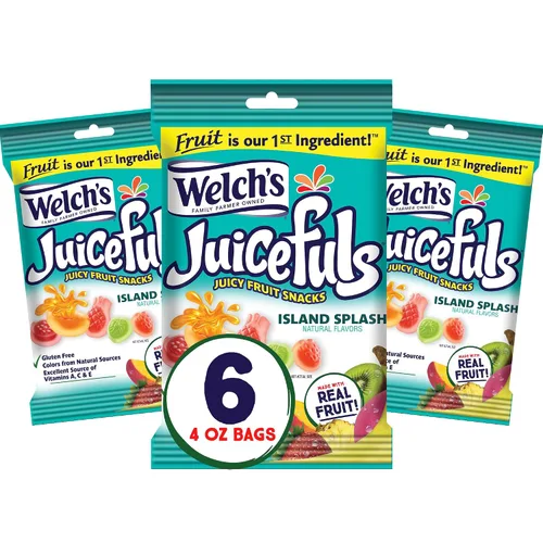 Vista 8 de Welch's Juicefuls - Bocadillos de frutas jugosas, salpicaduras de isla, sin gluten, bolsas de tamaño compartido de 4 onzas (paquete de 3)