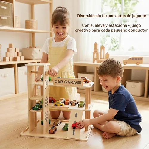 Vista 2 de Woodtoe Vitrina de madera, estante de coche de juguete fundido a presión a