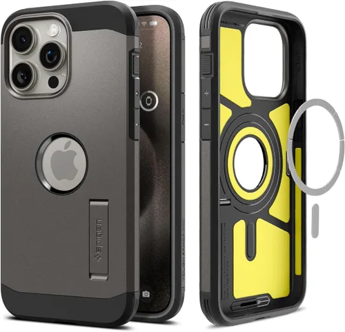 Vista 19 de Spigen Tough Armor MagFit Funda Diseñada para iPhone 15 (2023) [Soporte] [Protección de Grado Militar] Compatible con MagSafe - Negro