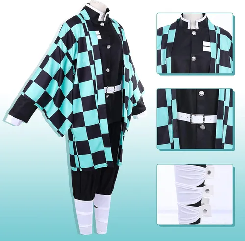 Vista 6 de Kicpot Tanjiro Zentisu - Disfraz de Nezuko Cosplay Shinobu para adultos y niños, trajes de anime para Halloween
