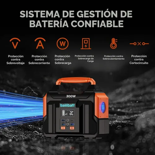 Vista 9 de Estación de energía portátil Bailibatt 300W, 257Wh, 4.6lbs Generador solar Naranja