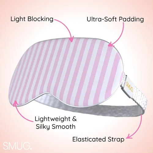 Vista 6 de SMUG Máscara de satén para dormir, viajes, turno de noche, máscara de ojos para dormir para mujeres y hombres, suave para nutrir la piel y reducir