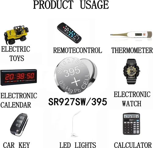 Vista 5 de SKOANBE Batería de reloj de celda de moneda con botón LR926 SR927SW 1.5V AG7 399 395 395A LR57 botón