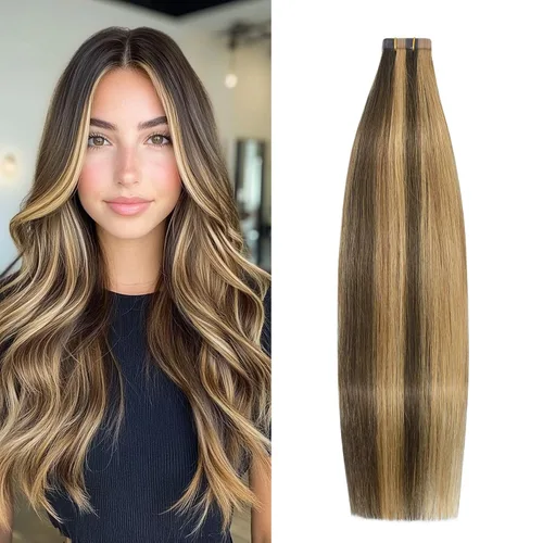 Vista 10 de Extensiones de cabello humano real color negro azabache, extensiones de cabello humano 100% Remy, sedosas y lacias, para mujeres, 20 unidades por