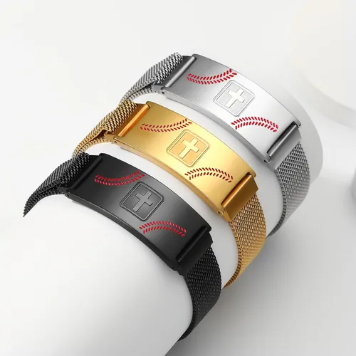 Vista 5 de Regalos de graduación, pulsera de fútbol, fútbol, baloncesto, béisbol, regalos de pulsera, pulseras de cruz de fe para hombres, bautismo, primera