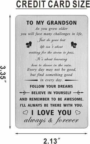 Vista 2 de CPLJW Tarjeta de regalo de cumpleaños para nieto – Never Forget I Love You – Tarjeta de felicitación de cumpleaños para nieto, regalo de abuela