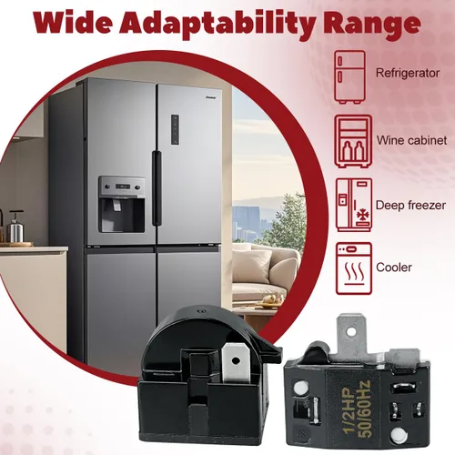 Vista 4 de Kit de relé y sobrecarga para compresor de refrigerador, 2 juegos de arrancadores de refrigerador QP2-4R7 4.7 ohmios 1 pin para refrigerador, relés