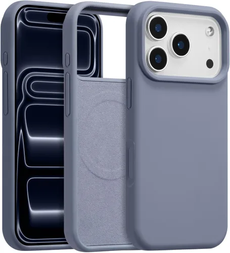 Vista 29 de Funda magnética de silicona para iPhone 13 Pro, color blanco antiguo [Compatible con Magsafe] [Forro de microfibra suave antiarañazos], funda