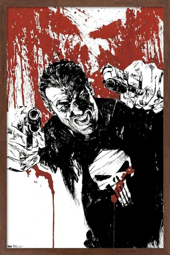 Vista 10 de Trends International Marvel Comics - Póster de pared de The Punisher - Pistols, 22.375 x 34 pulgadas, versión enmarcada de madera de granero
