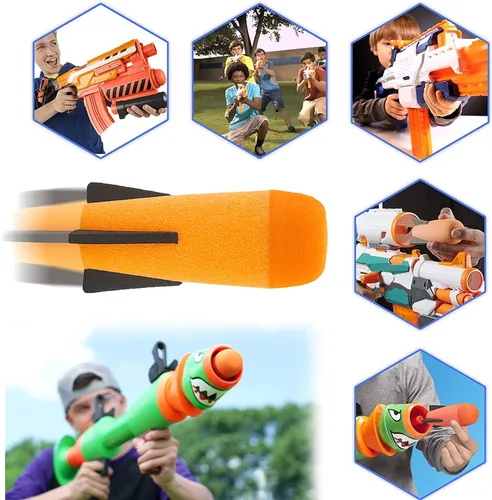 Vista 4 de EKIND Paquete de 8 mega repuestos de misiles para lanzacohetes de juguete, munición de espuma compatible con Nerf N-Strike Elite Series